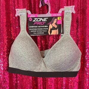 Zone Pro Gray & Black Everyday Active Wireless Bra - XL